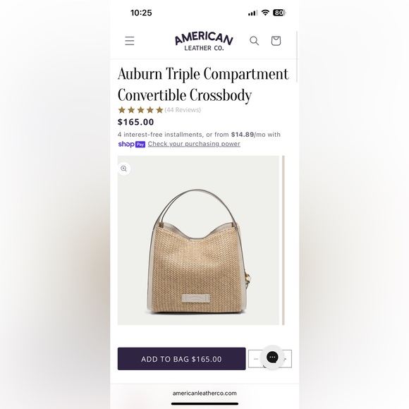 American Leather Co. Triple Entry Leather Auburn Crossbody- Cream Raffia - Picture 15 of 15